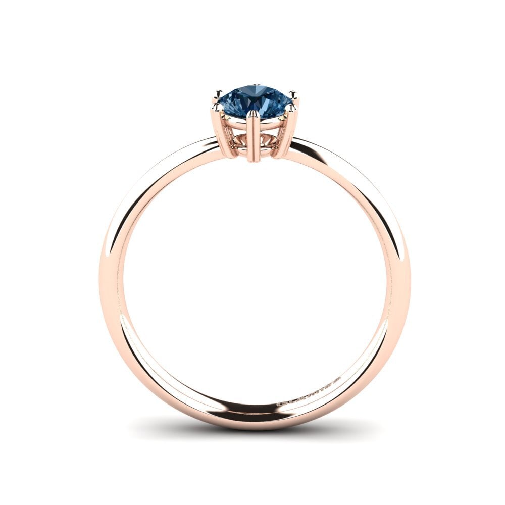14k Oro Rosa Diamante Azul Anillo de compromiso Breadth