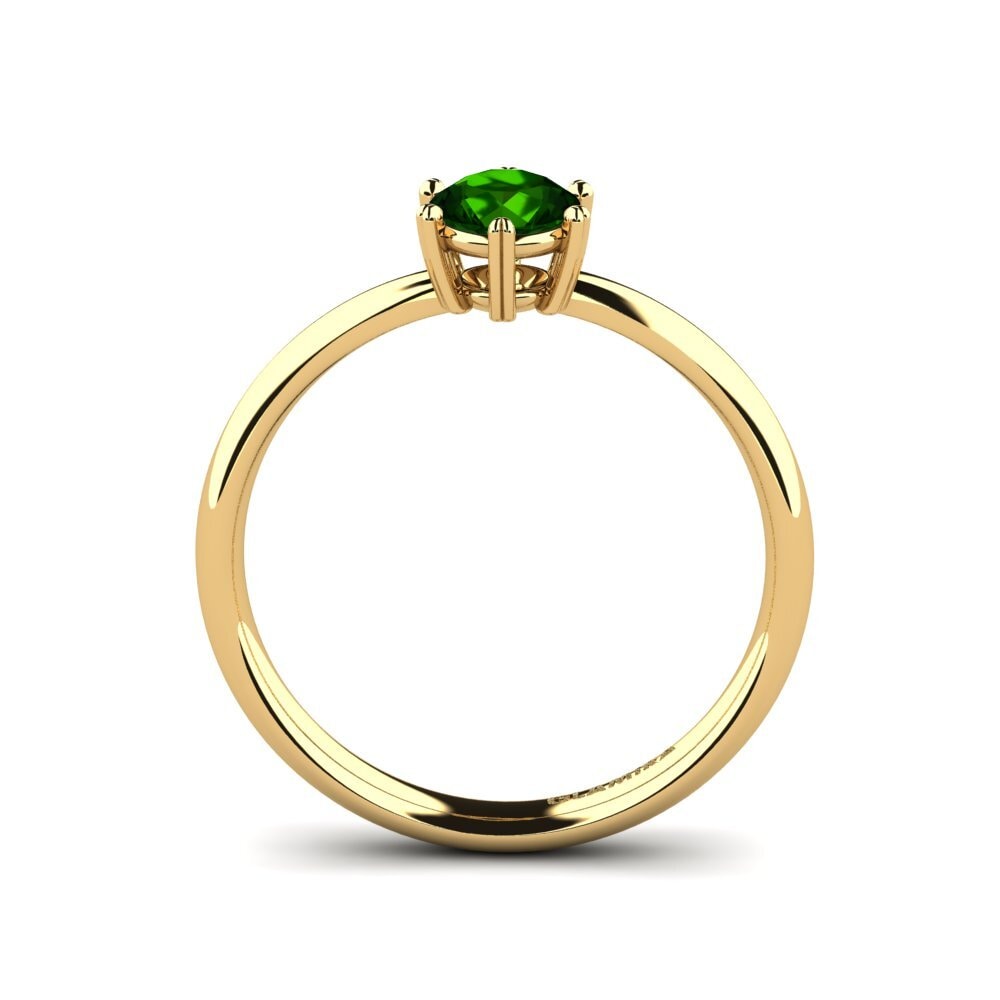 14ct Yellow Gold Green Tourmaline Engagement Ring Breadth