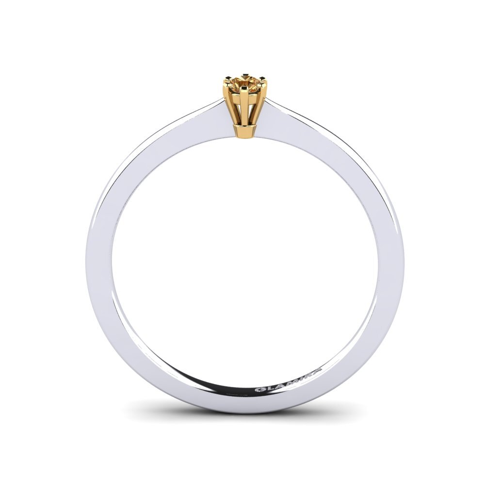 18ct White & Yellow Gold Brown Diamond Women's Ring Bridal Rise 0.05 crt