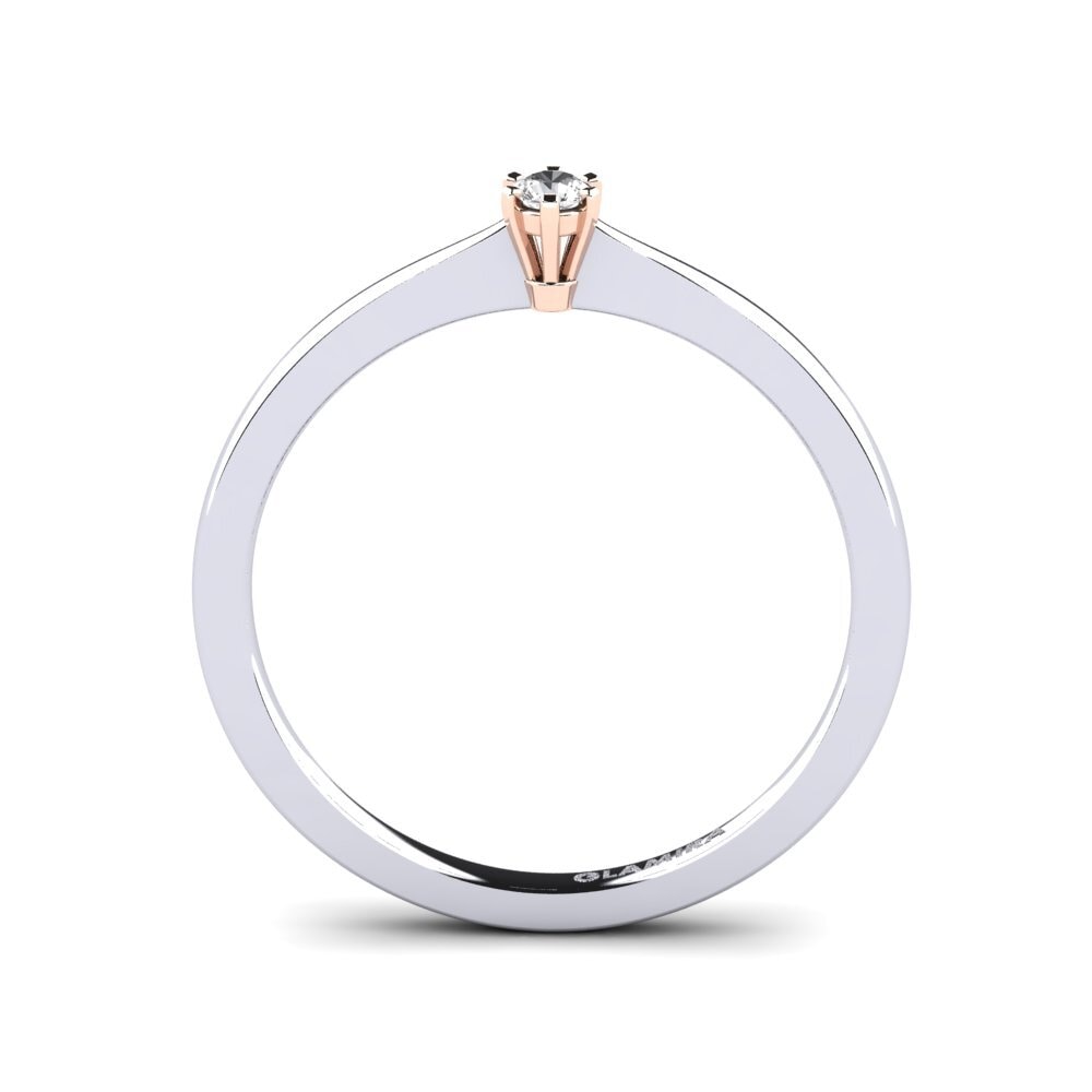 18ct White & Rose Gold White sapphire Women's Ring Bridal Rise 0.05 crt