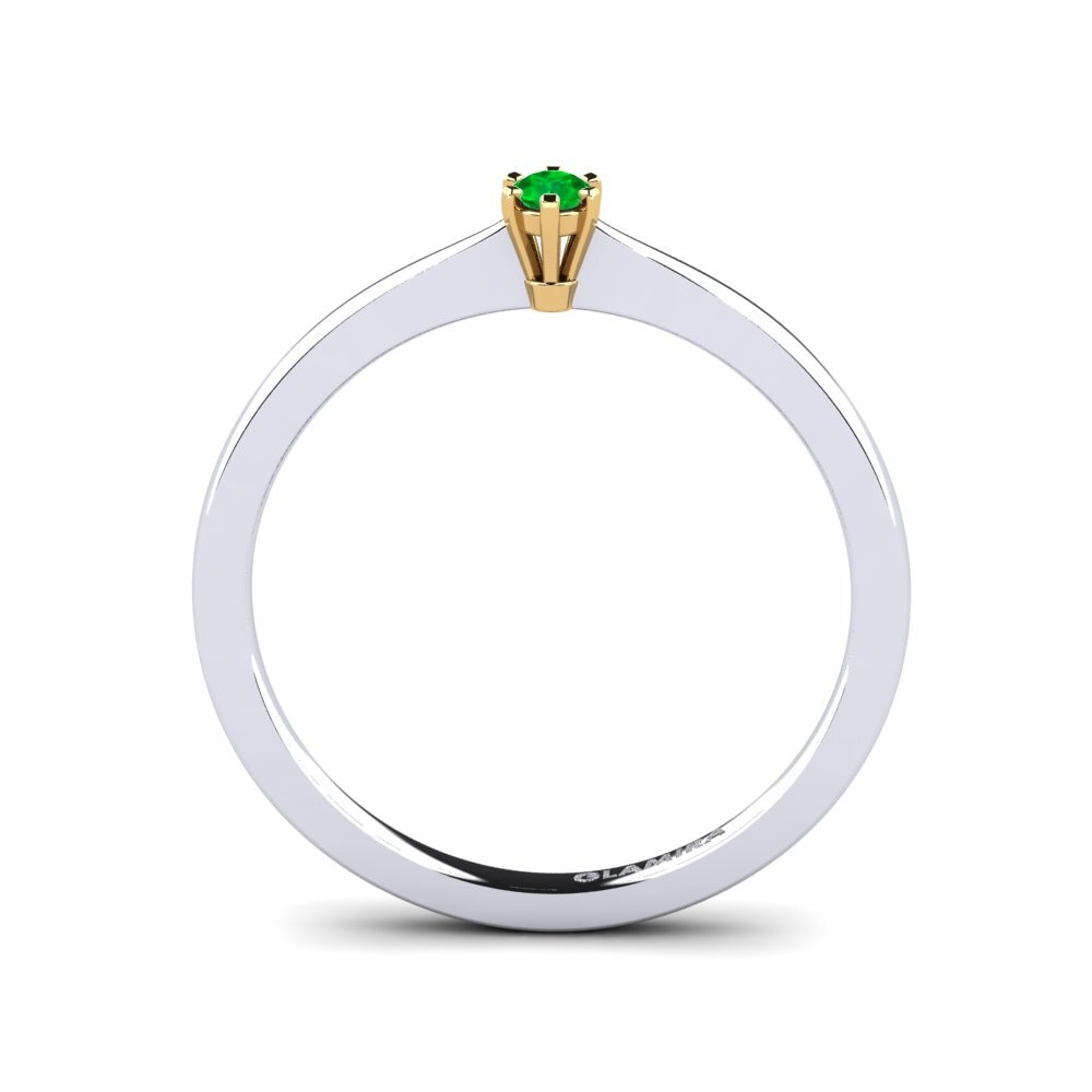 14ct White & Yellow Gold Emerald Women's Ring Bridal Rise 0.05 crt
