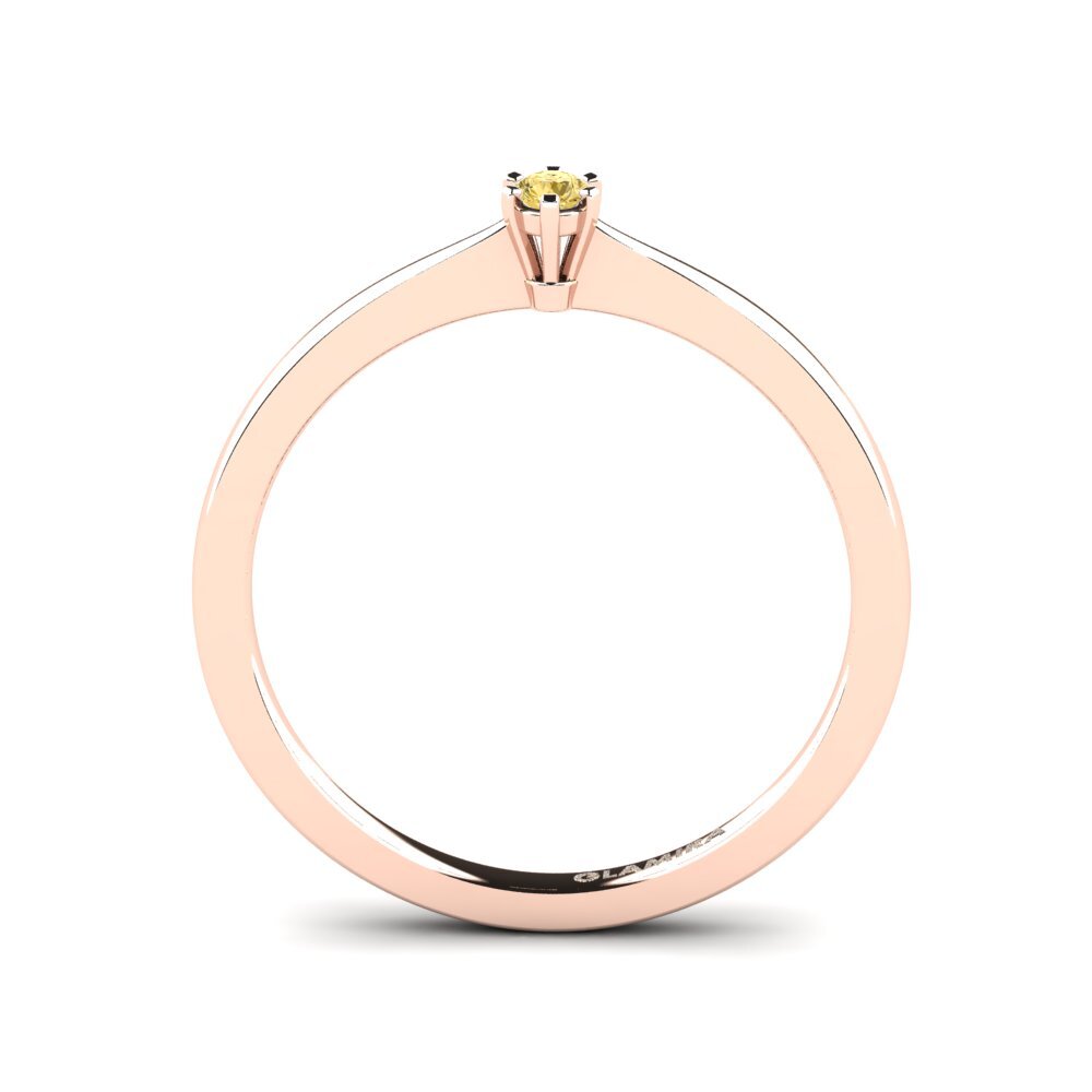 14ct Rose Gold Yellow Diamond Women's Ring Bridal Rise 0.05 crt