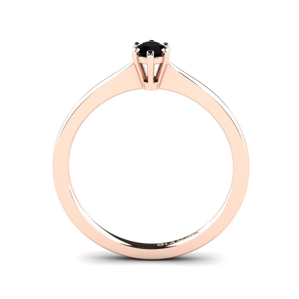 14ct Rose Gold Black Onyx Engagement Ring Bridal Rise 0.16crt