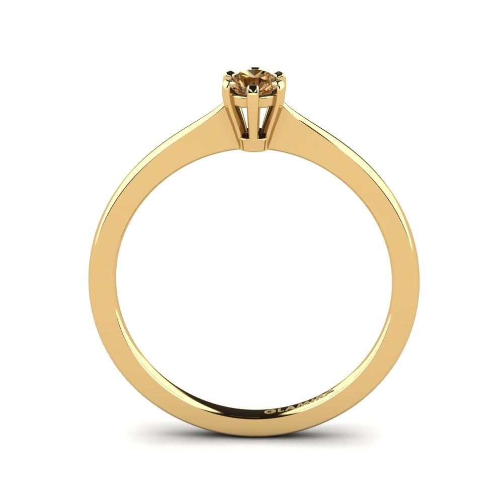14ct Yellow Gold Brown Diamond Engagement Ring Bridal Rise 0.16 crt