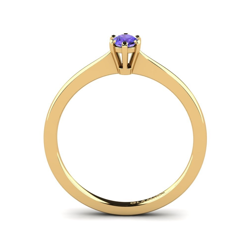 18k Oro Amarillo Tanzanita Anillo de compromiso Bridal Rise 0.16crt