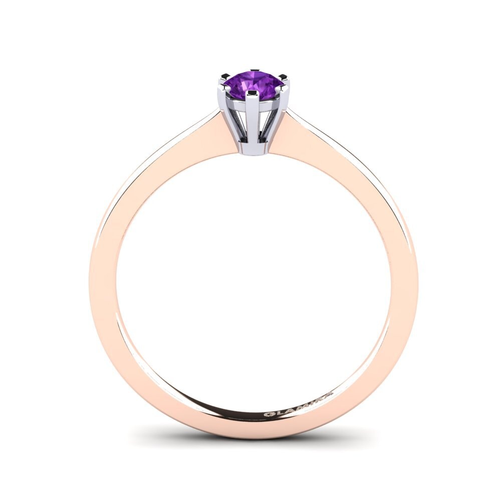 14ct Rose / White Gold Amethyst Engagement Ring Bridal Rise