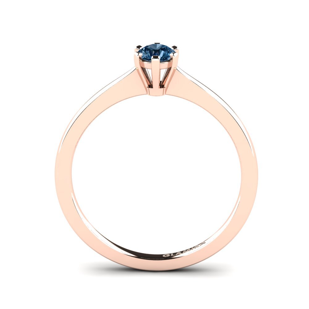 14k Oro Rosa Diamante Azul Anillo de compromiso Bridal Rise
