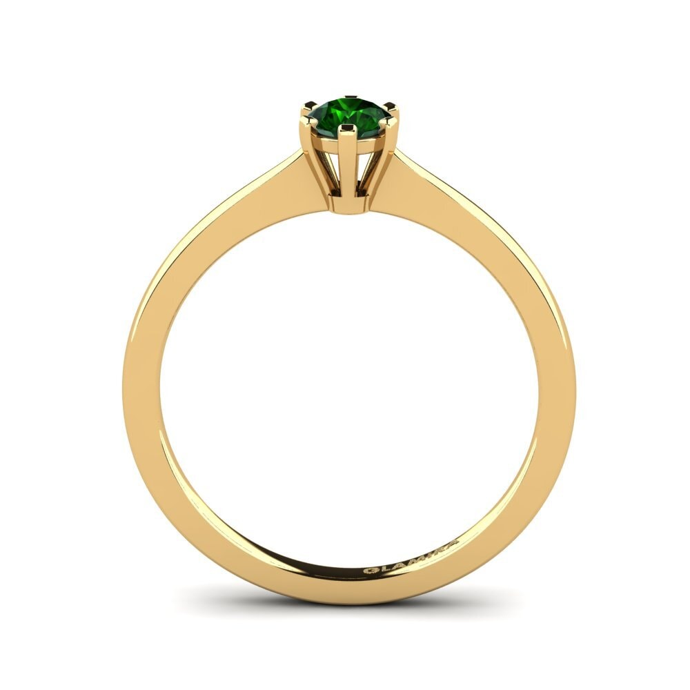14ct Yellow Gold Green Tourmaline Engagement Ring Bridal Rise