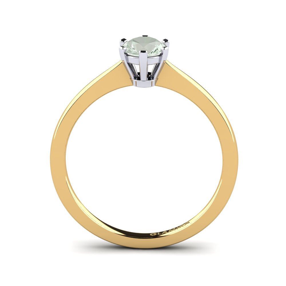 14k Oro Amarillo & Blanco Amatista verde Anillo de compromiso Bridal Rise 0.5crt