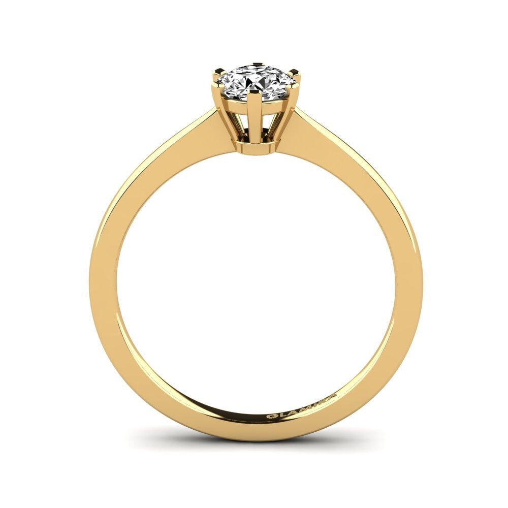 14k 黃色K金 莫桑石 訂婚戒指 Bridal Rise 0.5crt