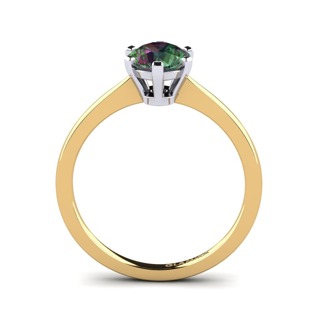 750 Gelb & Weißgold Mystic Topas Verlobungsring Bridal Rise 1.0crt