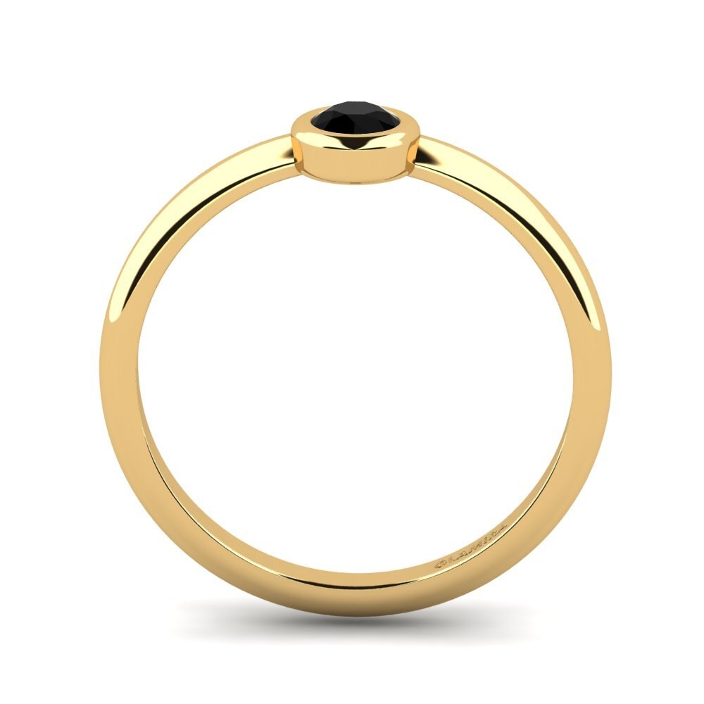 14ct Yellow Gold Black Onyx Women's Ring Clerical