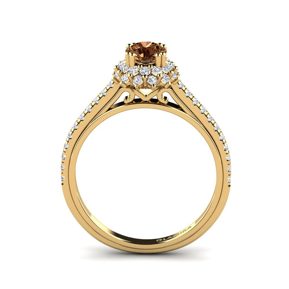 14ct Yellow Gold Brown Diamond Engagement Ring Daffney