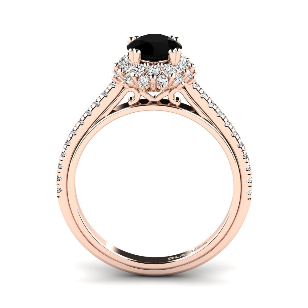 14ct Rose Gold Black Onyx Engagement Ring Daffney 0.8 crt