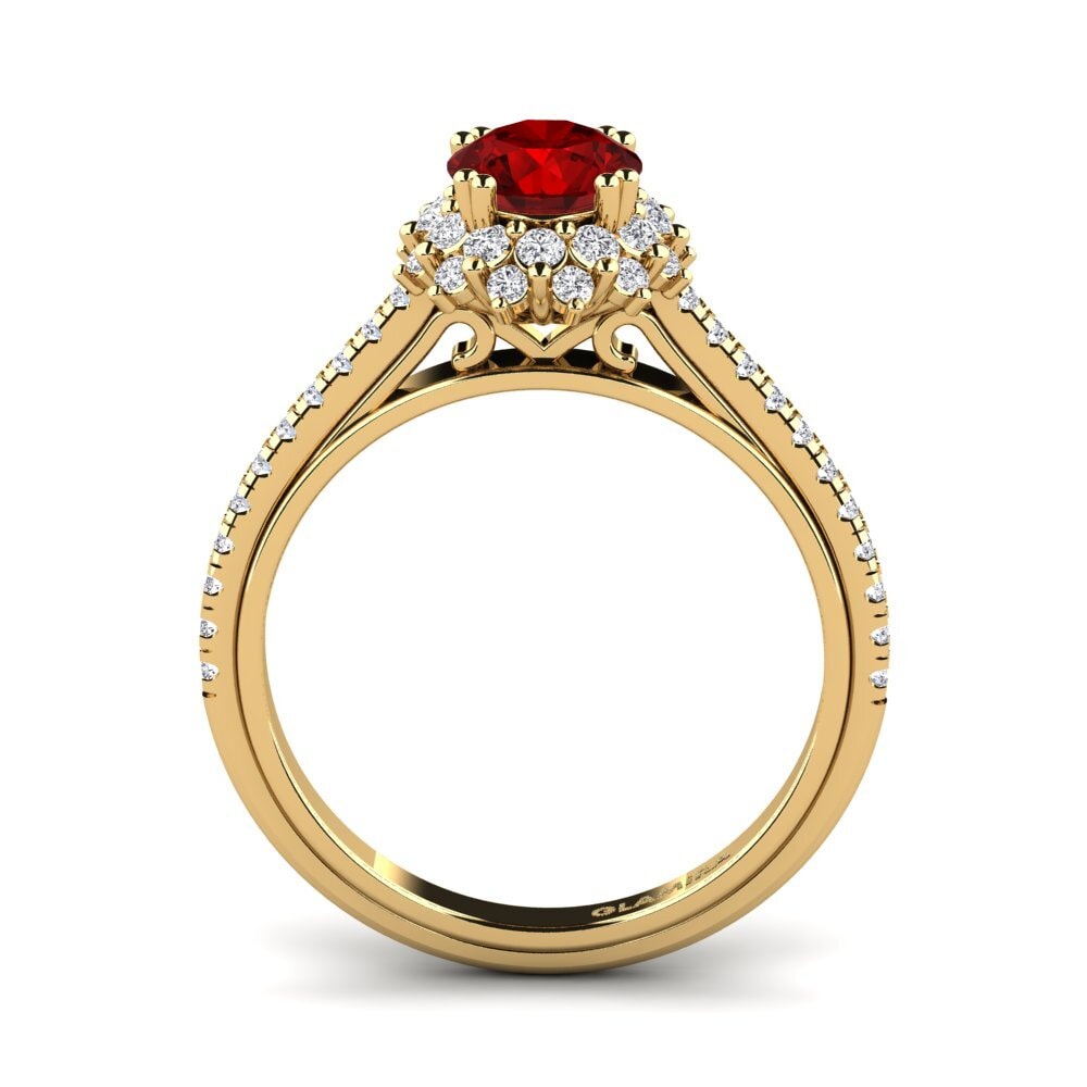 Rubí (Creado en laboratorio) Anillo de compromiso Daffney 0.8 crt