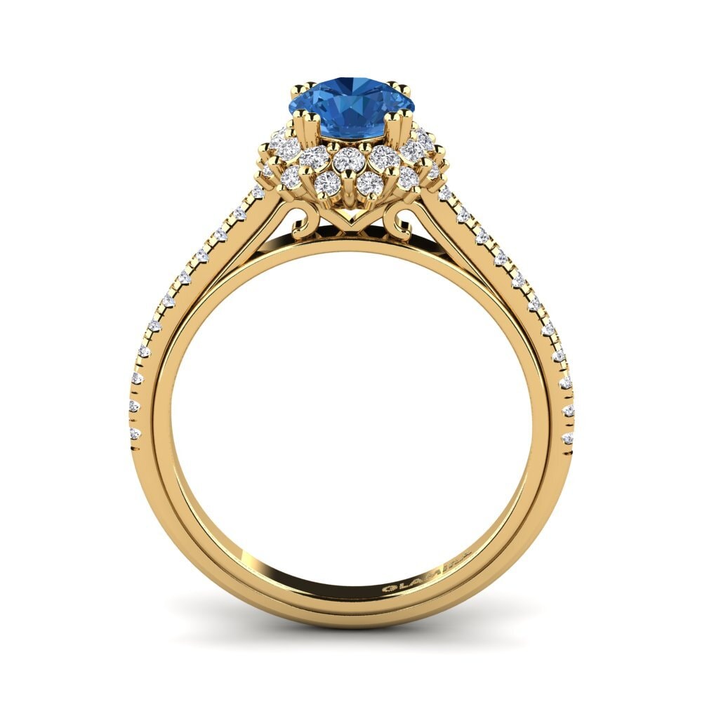 Dark Blue Zirconia Engagement Ring Daffney 0.8 crt