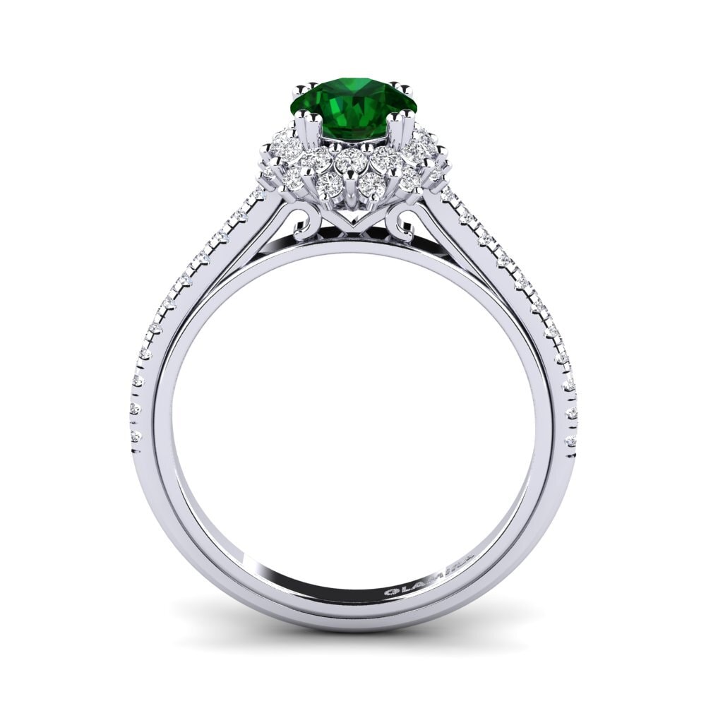 White Silver Tsavorite Engagement Ring Daffney 0.8 crt
