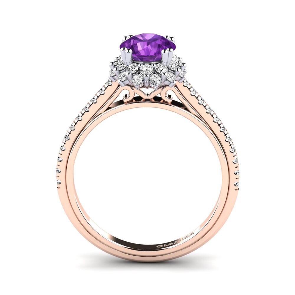 14ct Rose / White Gold Amethyst Engagement Ring Daffney 1.0 crt