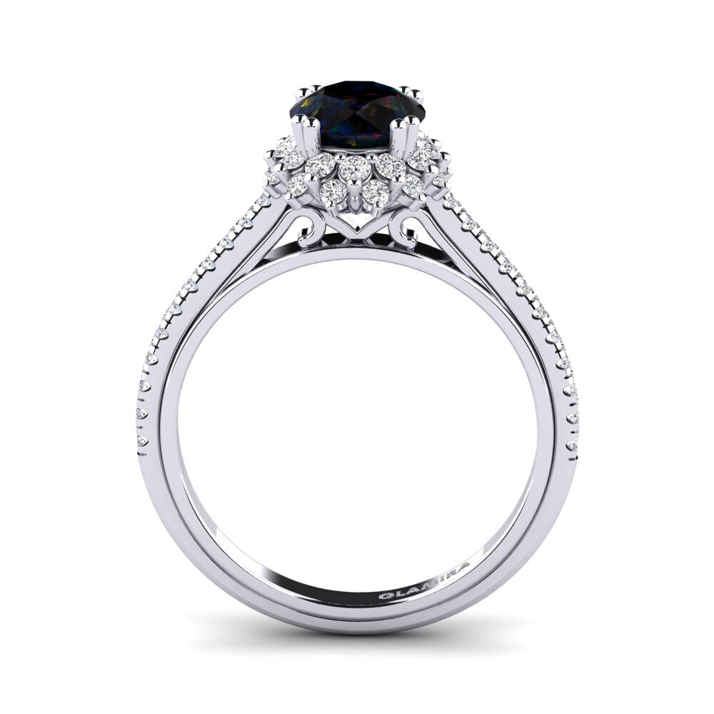 14k White Gold Black Opal Engagement Ring Daffney 1.0 crt