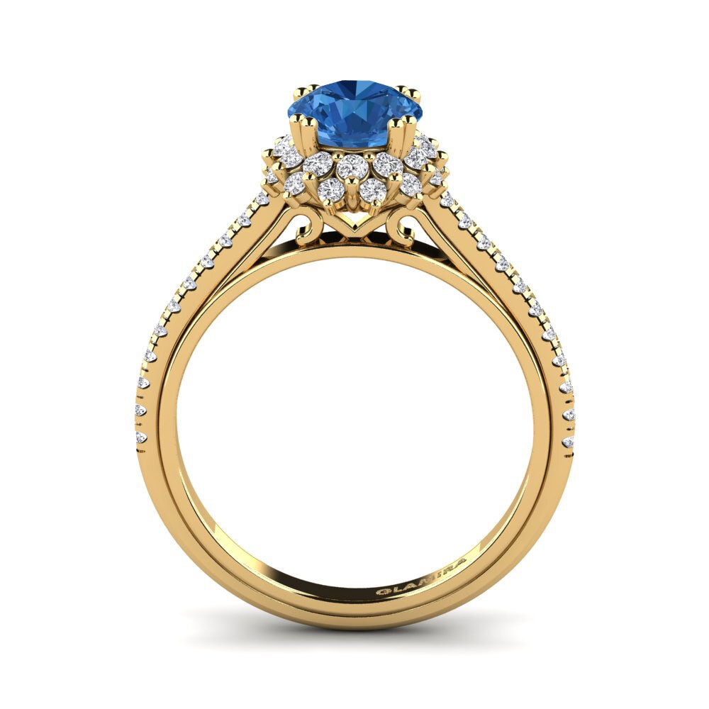 Dark Blue Zirconia Engagement Ring Daffney 1.0 crt