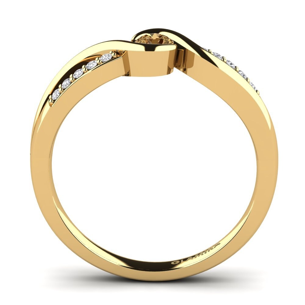 14ct Yellow Gold Brown Diamond Engagement Ring Dahlia