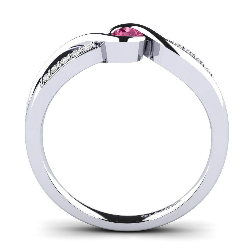 White Silver Pink Tourmaline Engagement Ring Dahlia
