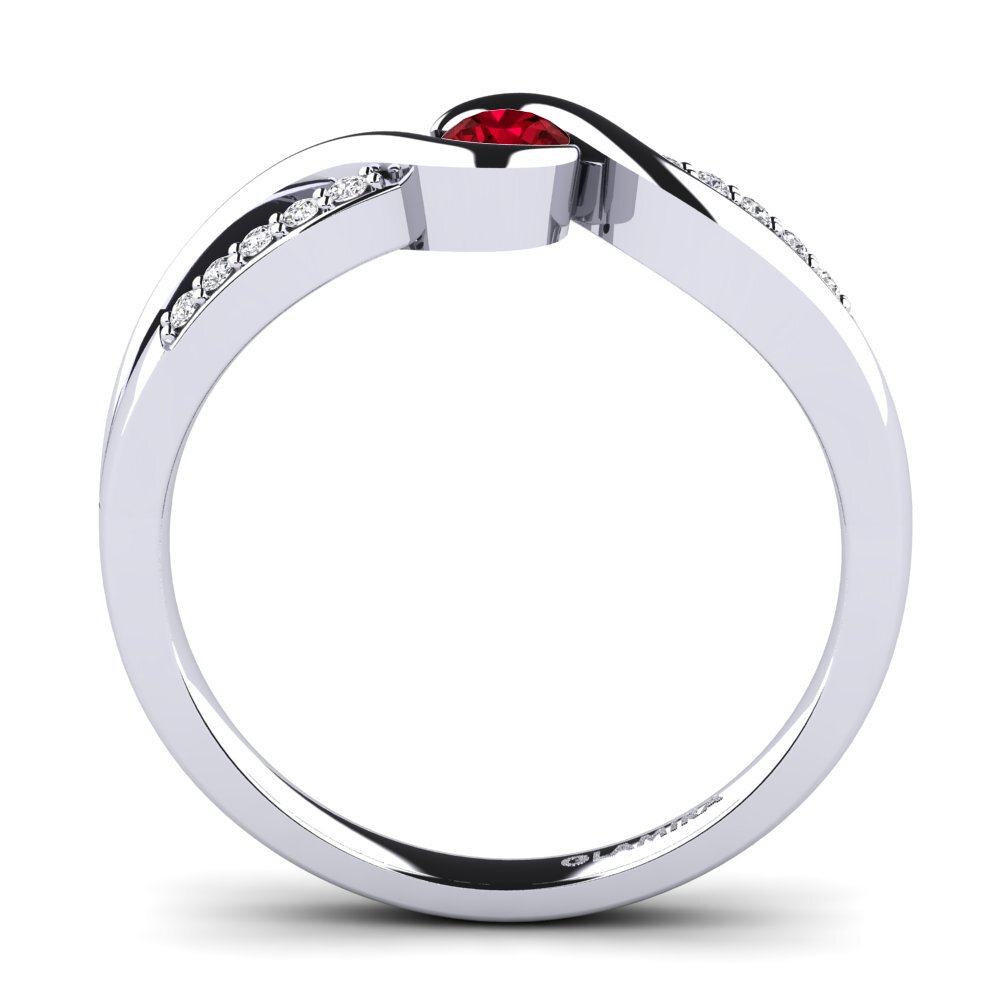 Red Zirconia Engagement Ring Dahlia