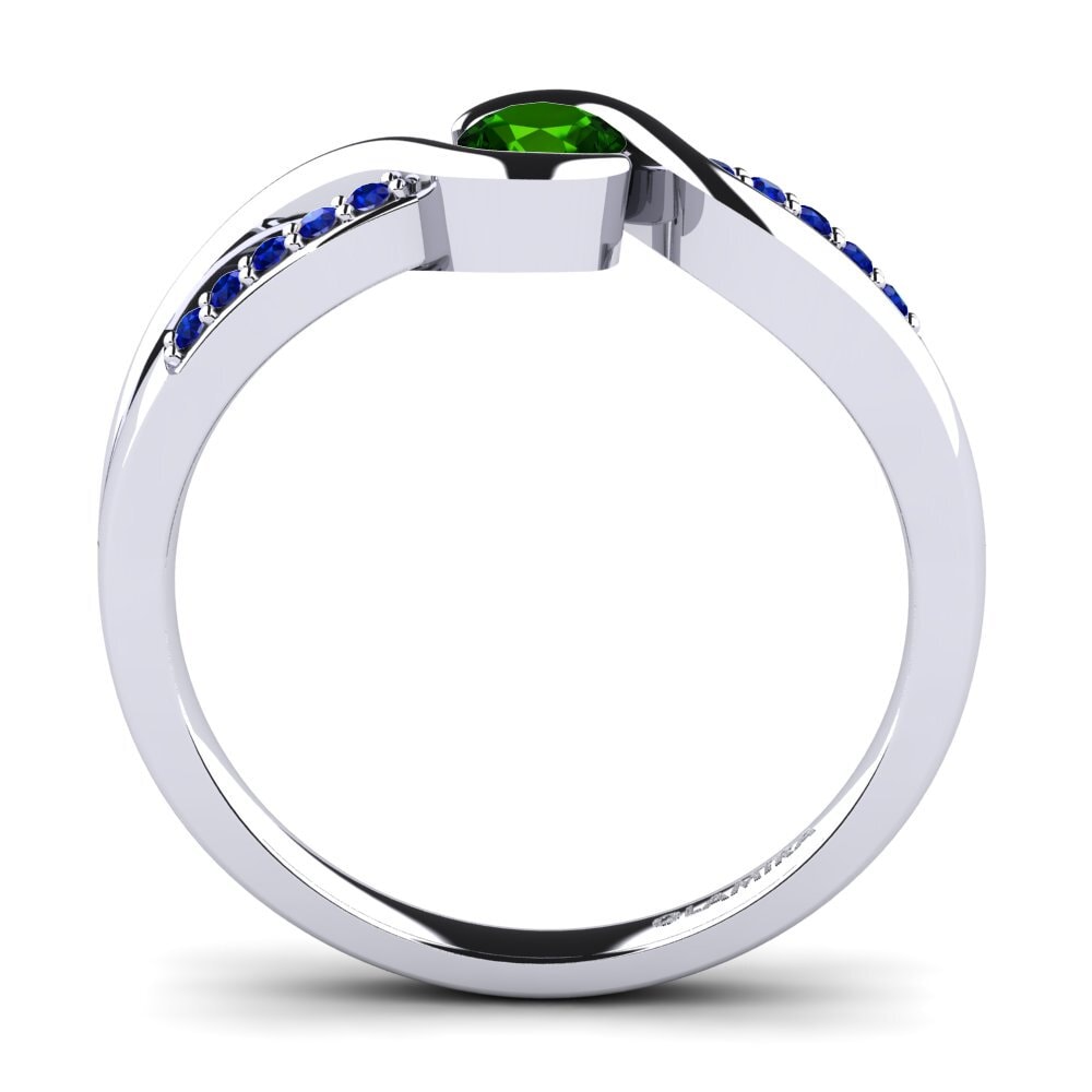 18ct White Gold Green Tourmaline Engagement Ring Dahlia 0.25crt
