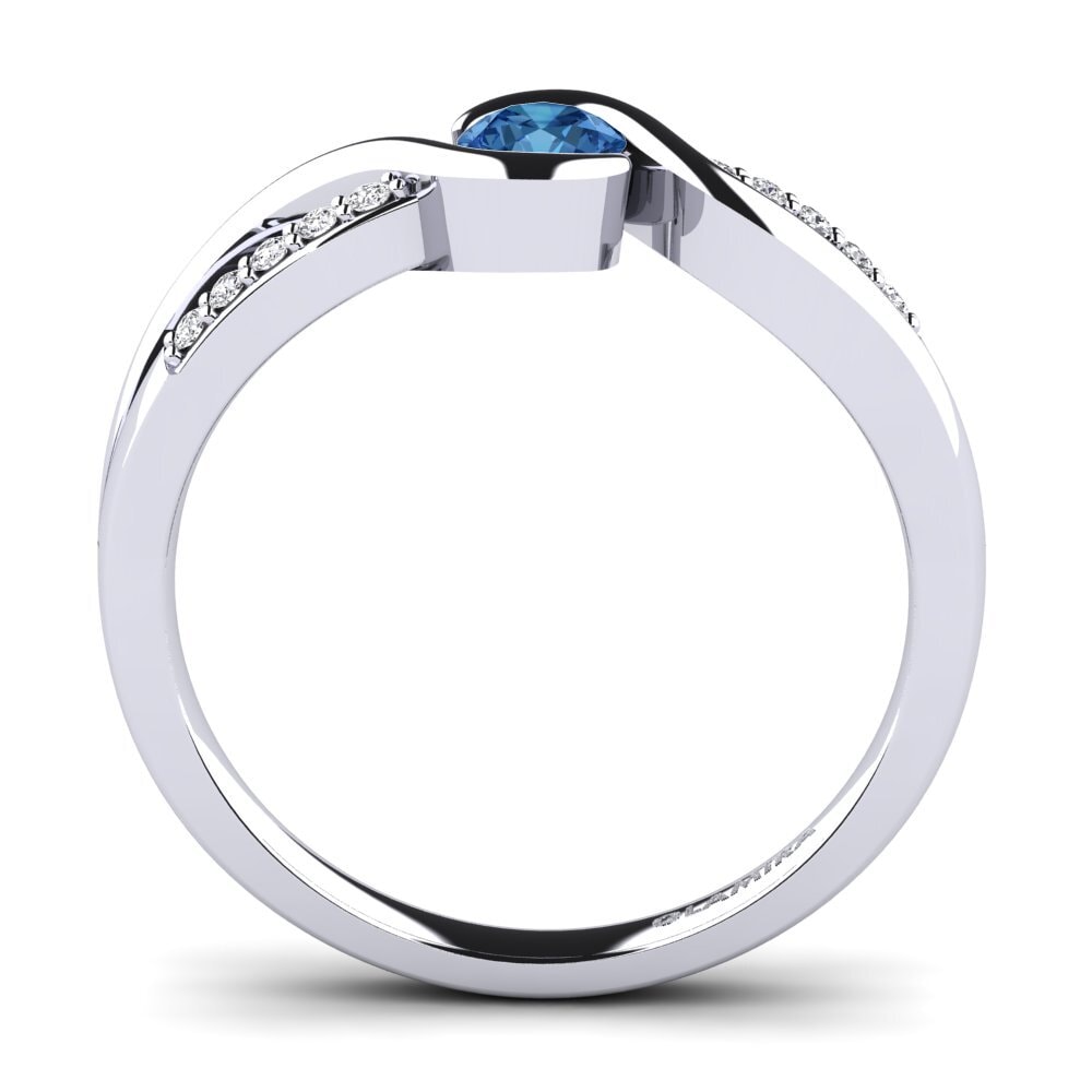 Dark Blue Zirconia Engagement Ring Dahlia 0.25 crt