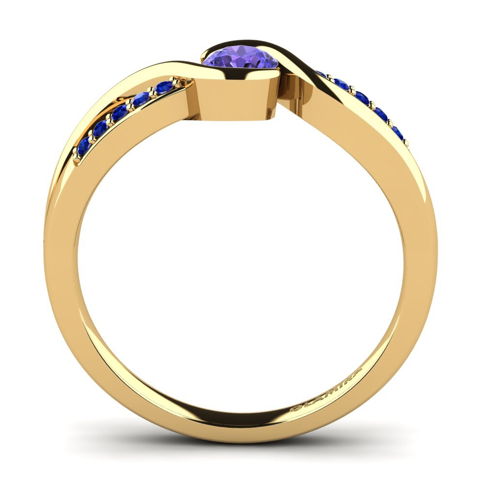 14ct Yellow Gold Tanzanite Engagement Ring Dahlia 0.25crt