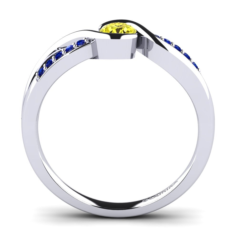 White Silver Yellow Diamond Engagement Ring Dahlia 0.25crt