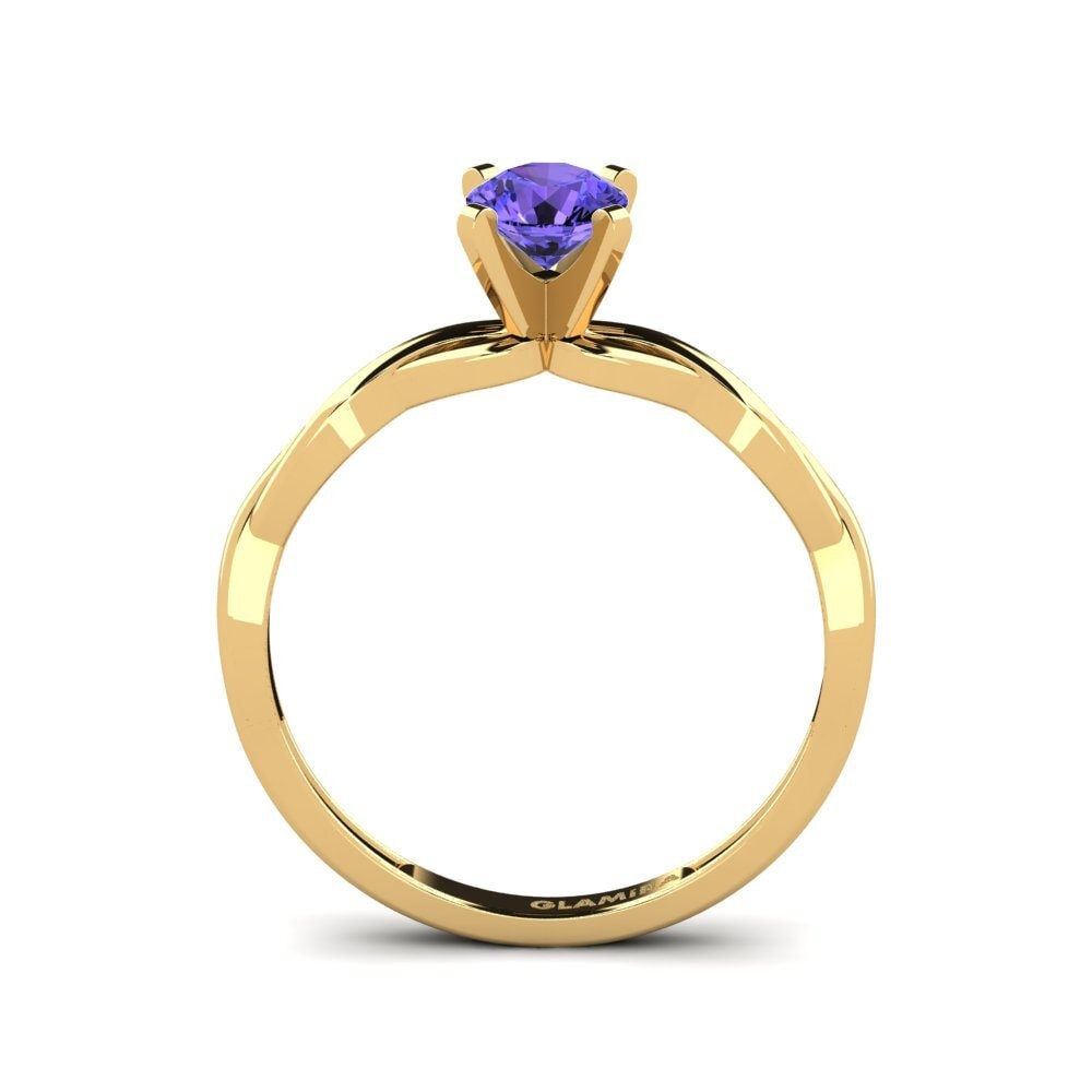18k Oro Amarillo Tanzanita Anillo de compromiso Despiteously