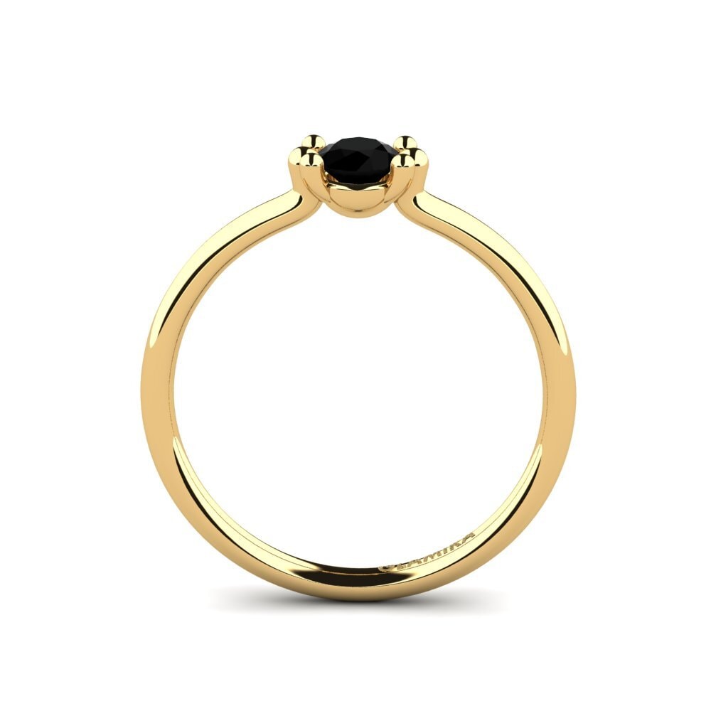 14ct Yellow Gold Black Onyx Women's Ring Dorotea