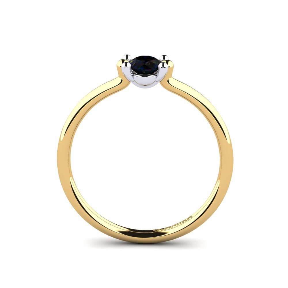 18ct Yellow & White Gold Black Opal Women's Ring Dorotea