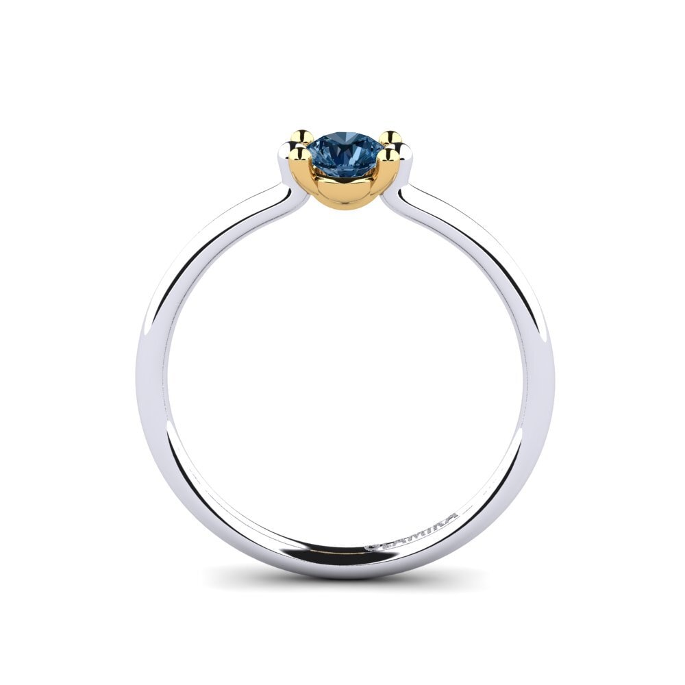 18ct White & Yellow Gold Blue Diamond Women's Ring Dorotea