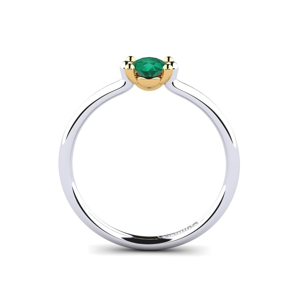 14ct White & Yellow Gold Emerald Women's Ring Dorotea