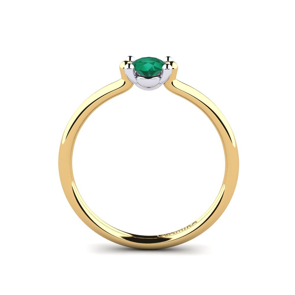 14ct Yellow & White Gold Emerald Women's Ring Dorotea