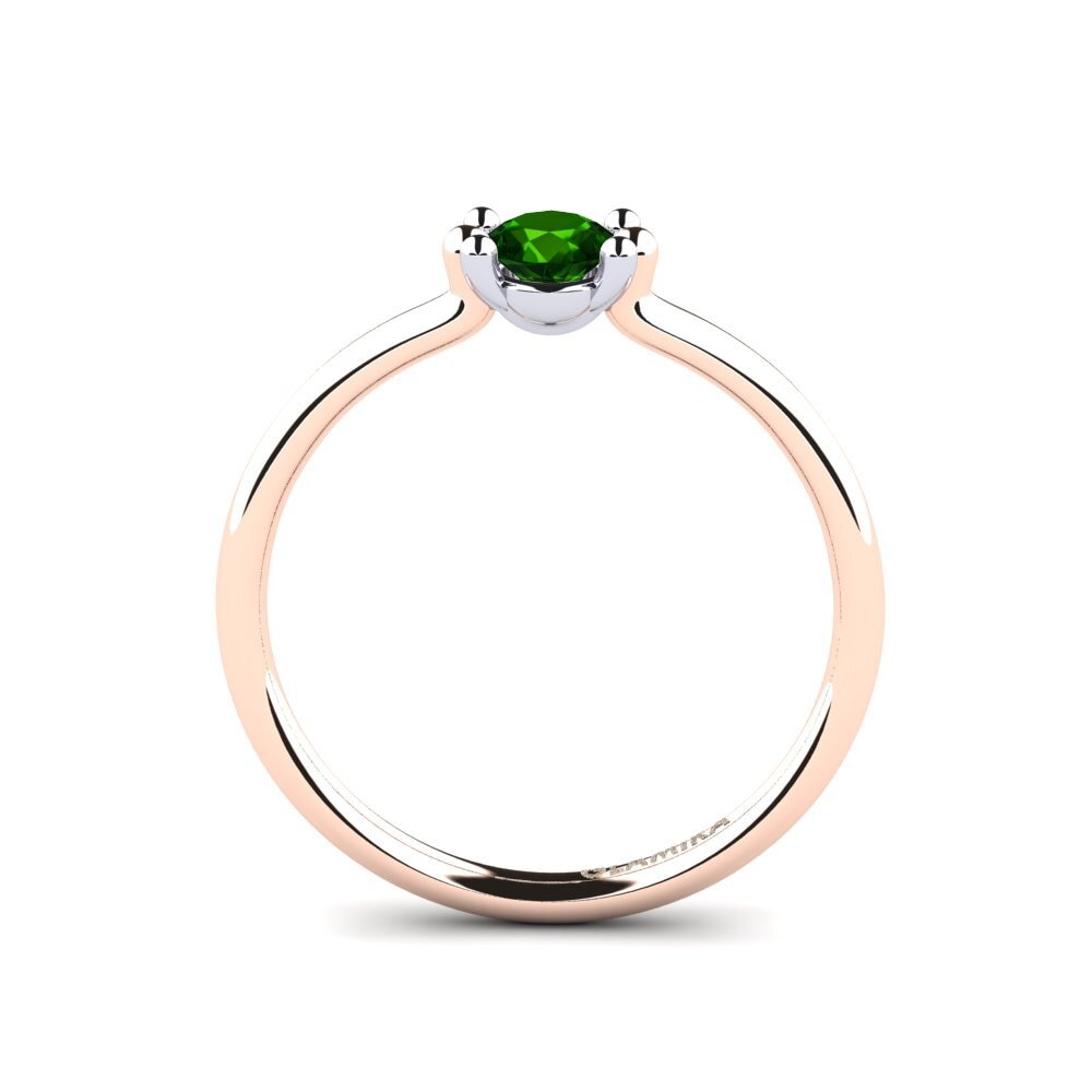 18ct Rose & White Gold Green Tourmaline Women's Ring Dorotea