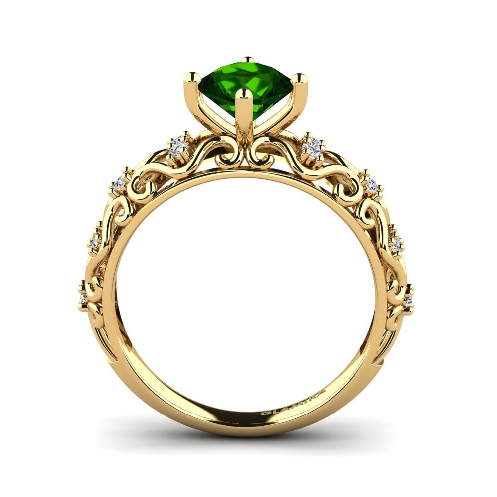 14ct Yellow Gold Green Tourmaline Engagement Ring Ebba