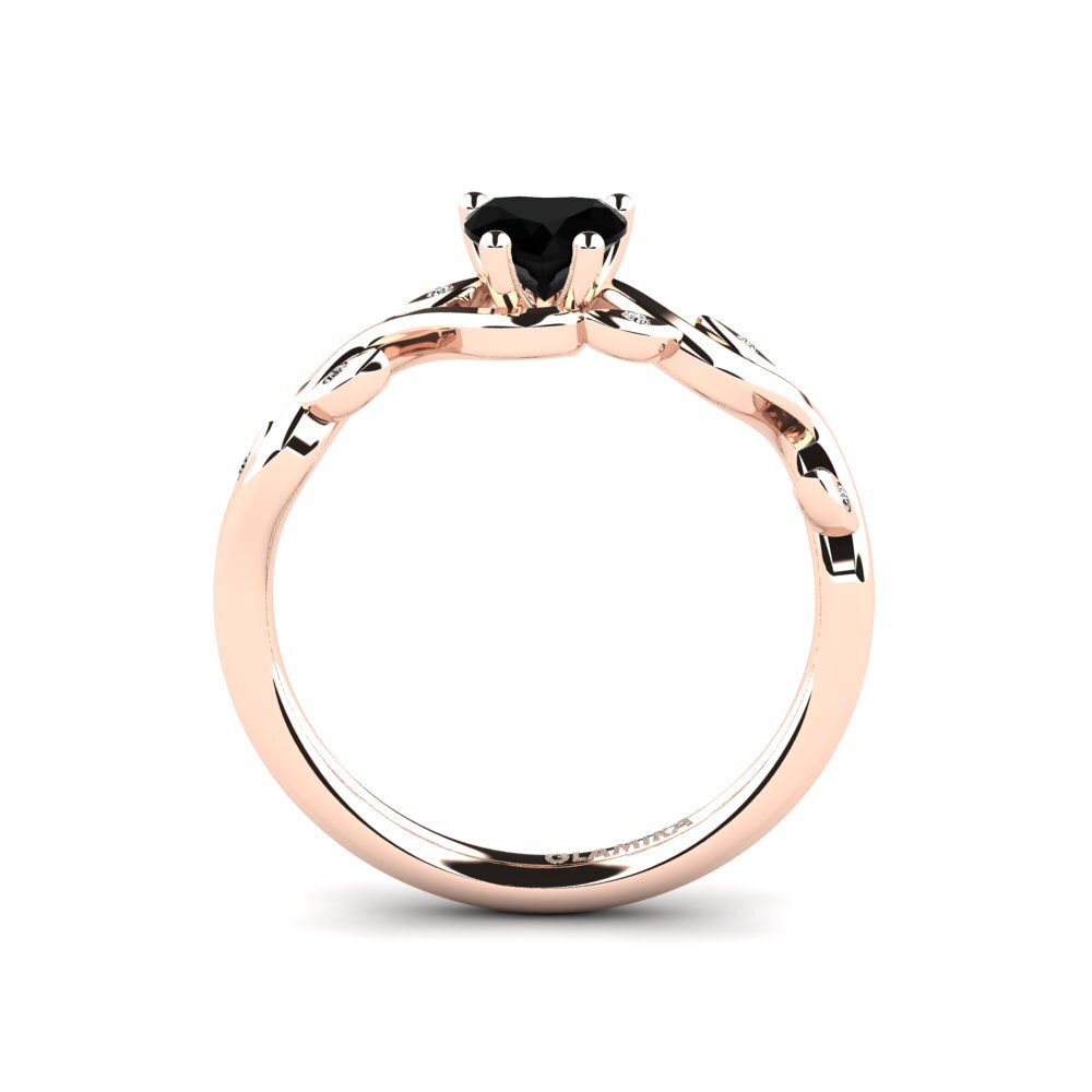 14ct Rose Gold Black Onyx Engagement Ring Efrata