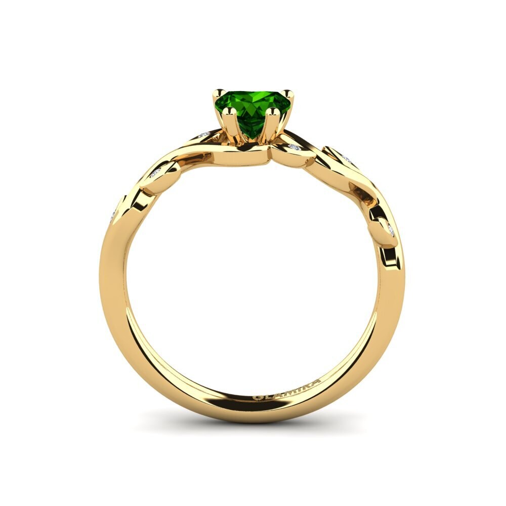 14ct Yellow Gold Green Tourmaline Engagement Ring Efrata