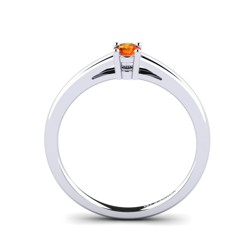 White Silver Orange Sapphire Engagement Ring Ellie 0.16 crt