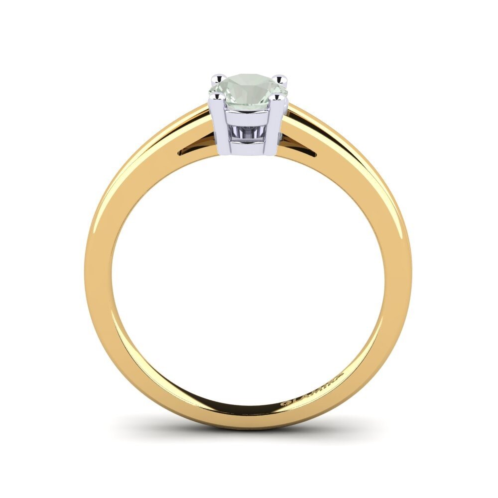 14k Oro Amarillo & Blanco Amatista verde Anillo de compromiso Ellie 0.5crt