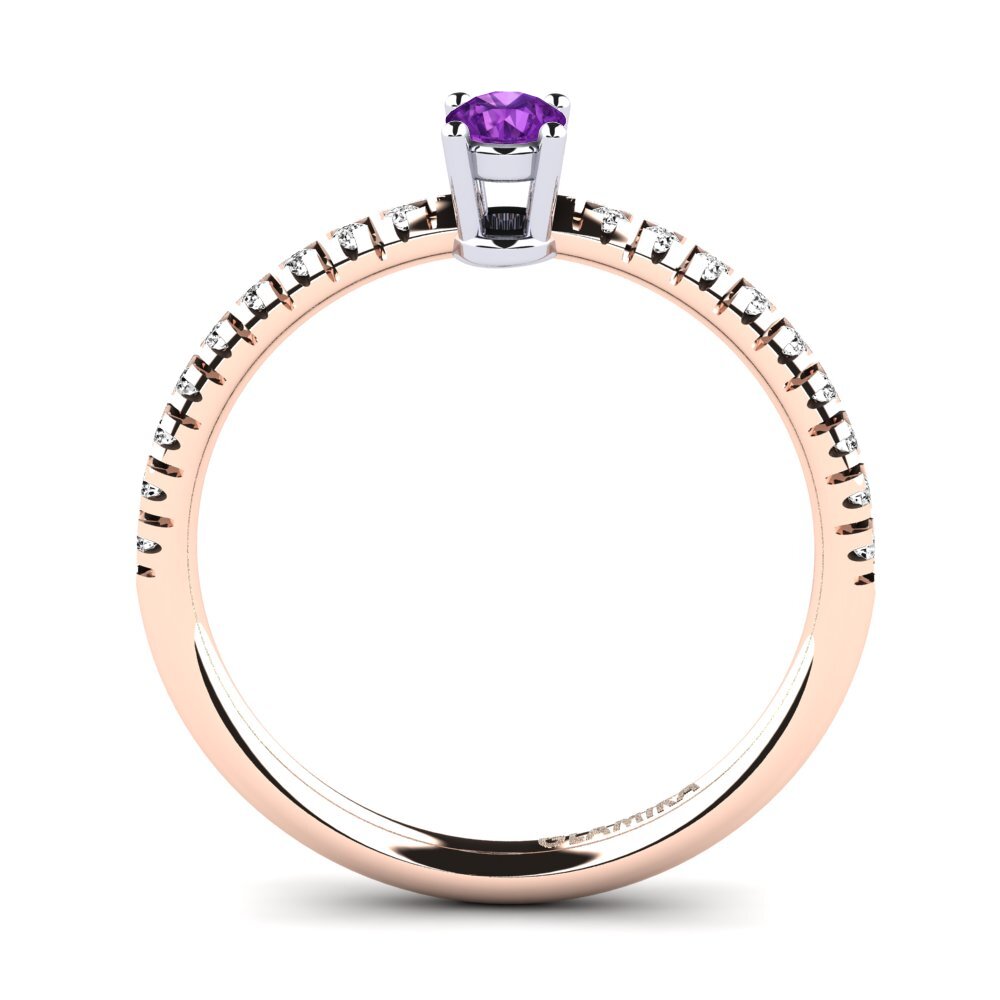 14ct Rose / White Gold Amethyst Engagement Ring Empire