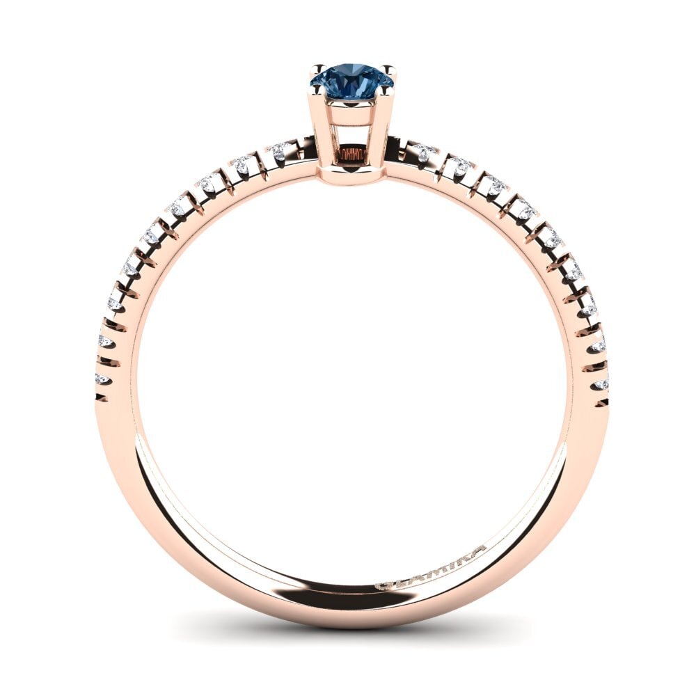 14k Oro Rosa Diamante Azul Anillo de compromiso Empire