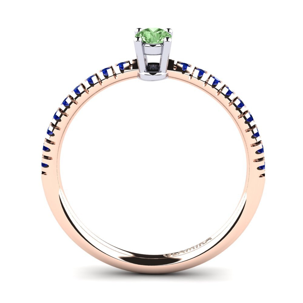 14ct Rose / White Gold Green Diamond Engagement Ring Empire