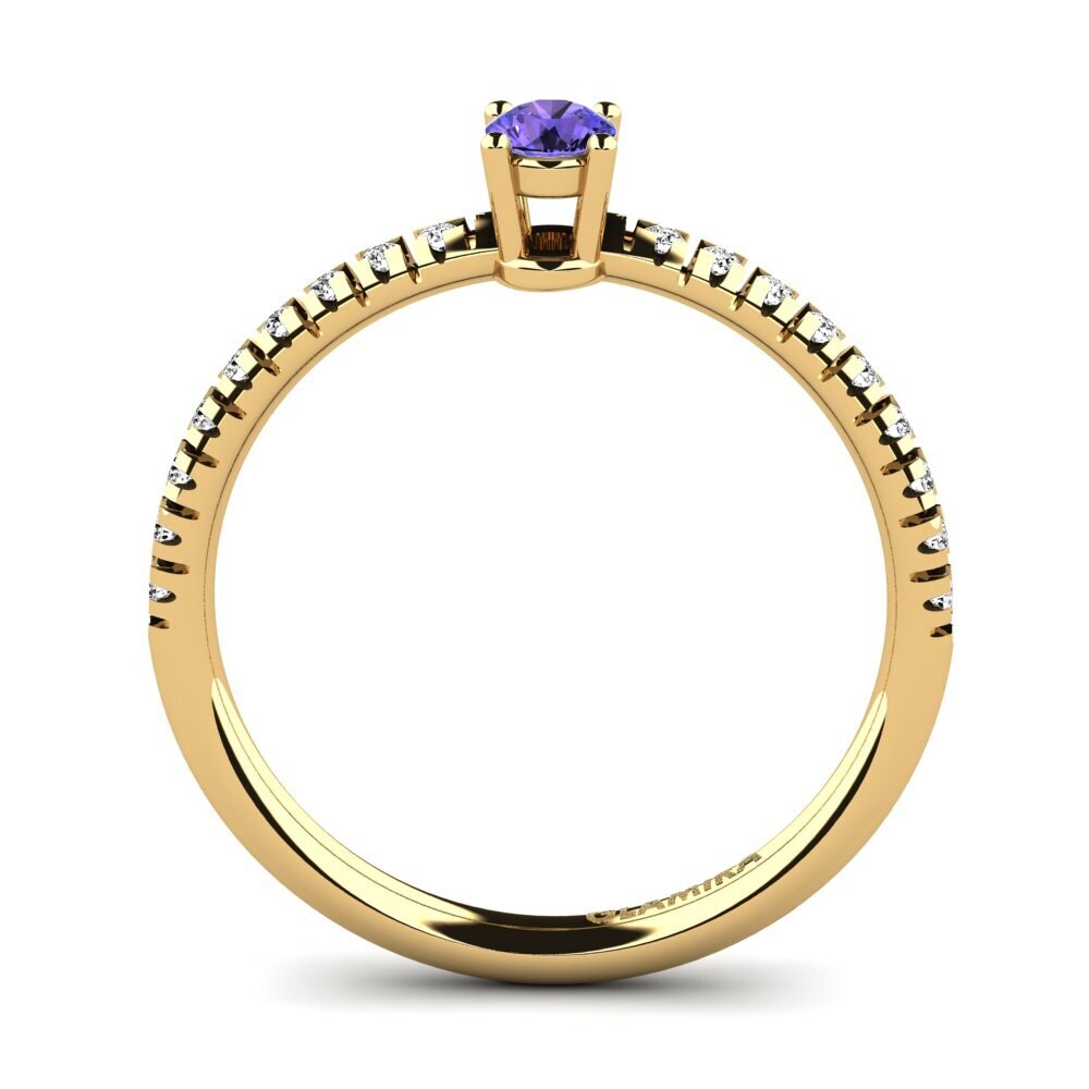 18k Oro Amarillo Tanzanita Anillo de compromiso Empire