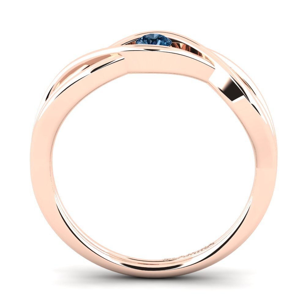 14k Oro Rosa Diamante Azul Anillo de compromiso Enero