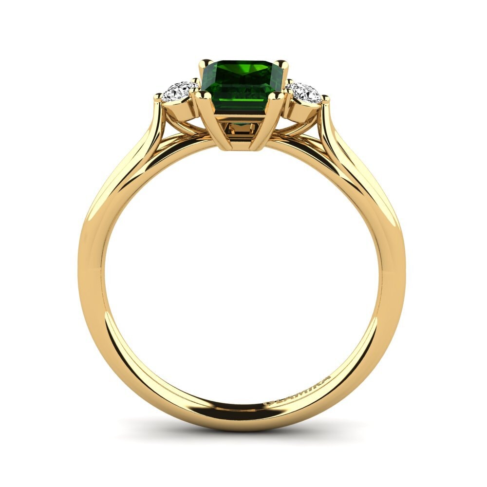 14k Oro Amarillo Turmalina verde Anillo de compromiso Gaynelle