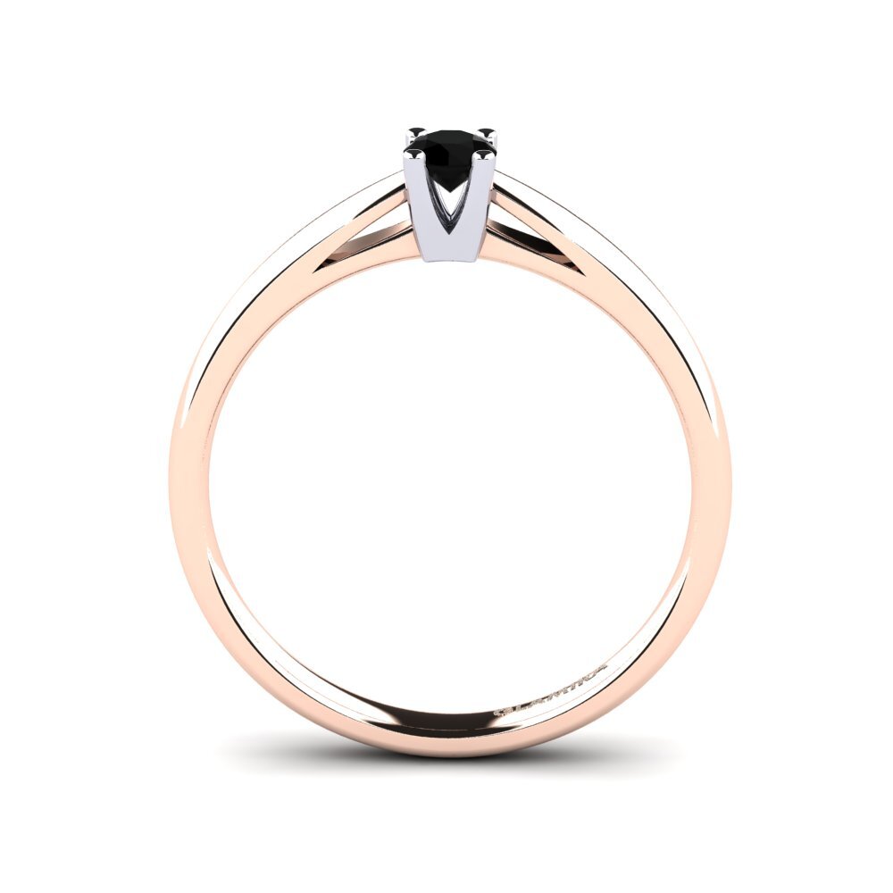 14ct Rose & White Gold Black Onyx Women's Ring Grace 0.16 crt